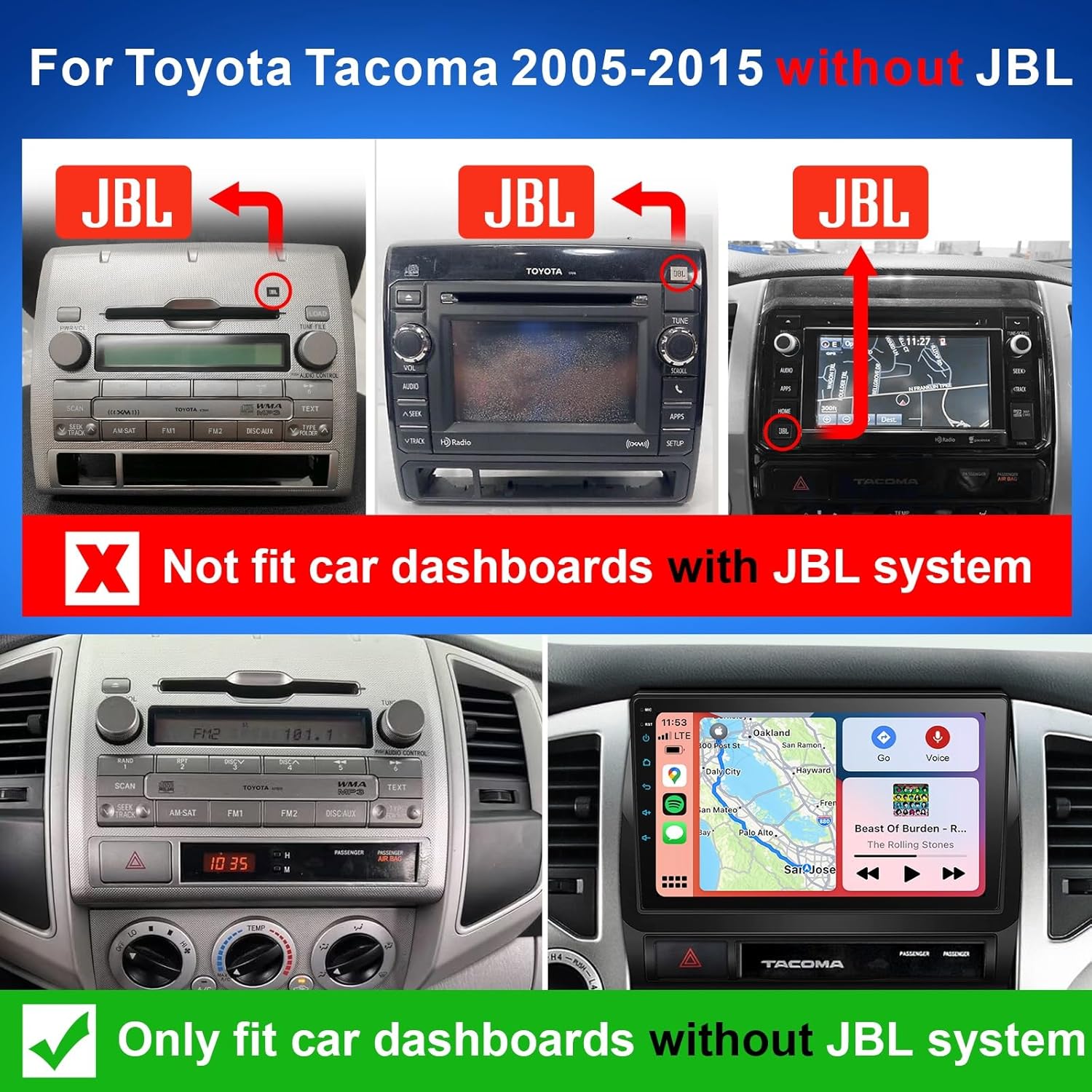 Car Radio Stereo for Toyota Tacoma 2005-2015, 9 Inch 1024 * 600 HD Touch Screen Car Stereo, Android 13 CarPlay Android Auto Bluetooth 5G WiFi GPS FM 2+36G
