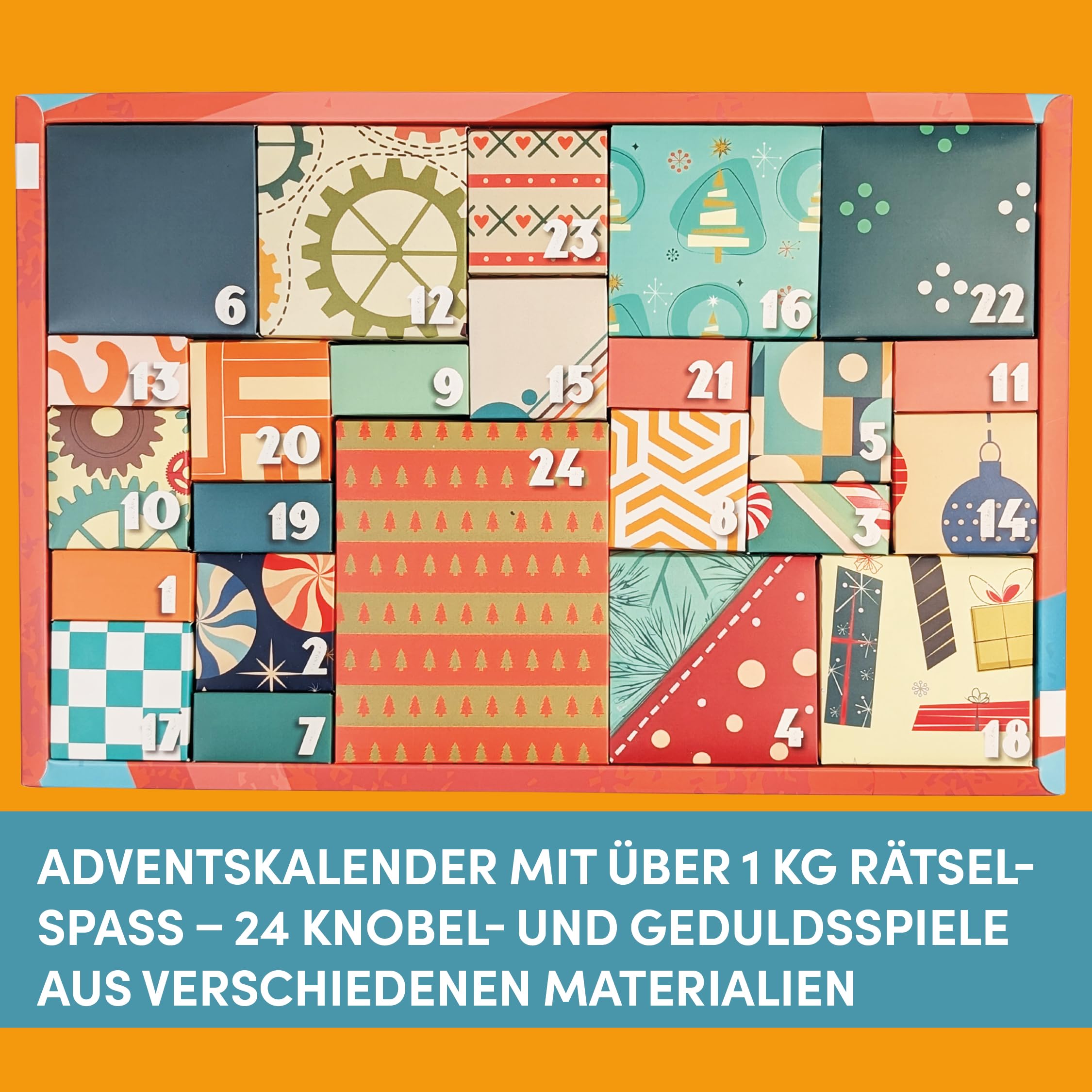 Der ultimative Knobelspiel-Adventskalender - Die besten IQ-Puzzles und Geduldsspiele für 24 Tage: 24 handverlesene Knobelspiele aus hochwertigem Material. Mit besonderem XXL-Rätsel zu Weihnachten