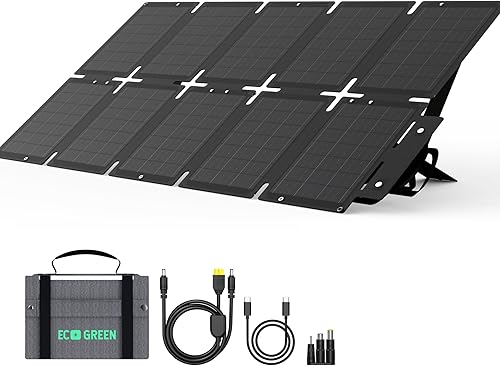 Miniatura 8 de Panel solar portátil de 60 W, monocristalino 24.8% panel solar plegable de alta eficiencia, puerto USB C, impermeable IP65 con soporte, panel solar