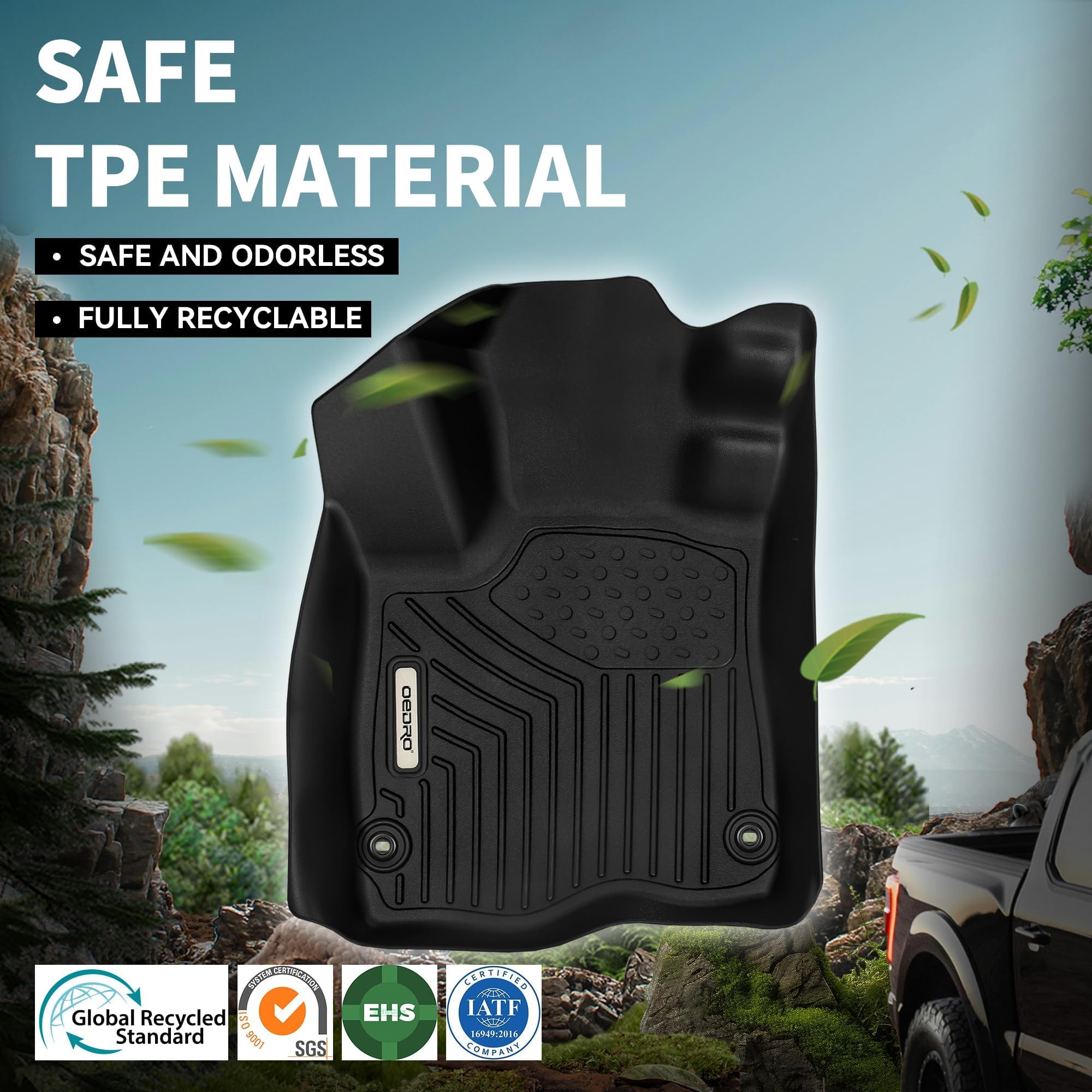 OEDRO Floor Mats Fit for 2008-2021 Nissan Frontier Crew Cab TPE All Weather Custom Fit Floor Liners for — view 6