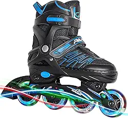 Patins ajustáveis em linha para crianças e adultos, patins com todas as rodas iluminadoras, para meninas e meninos, homens e senhoras
