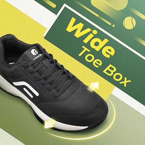 Miniatura 4 de FitVille Zapatos de pickleball anchos y extra anchos para hombre, tenis de raquetball y squash, para todo tipo de cancha con soporte de arco, tenis