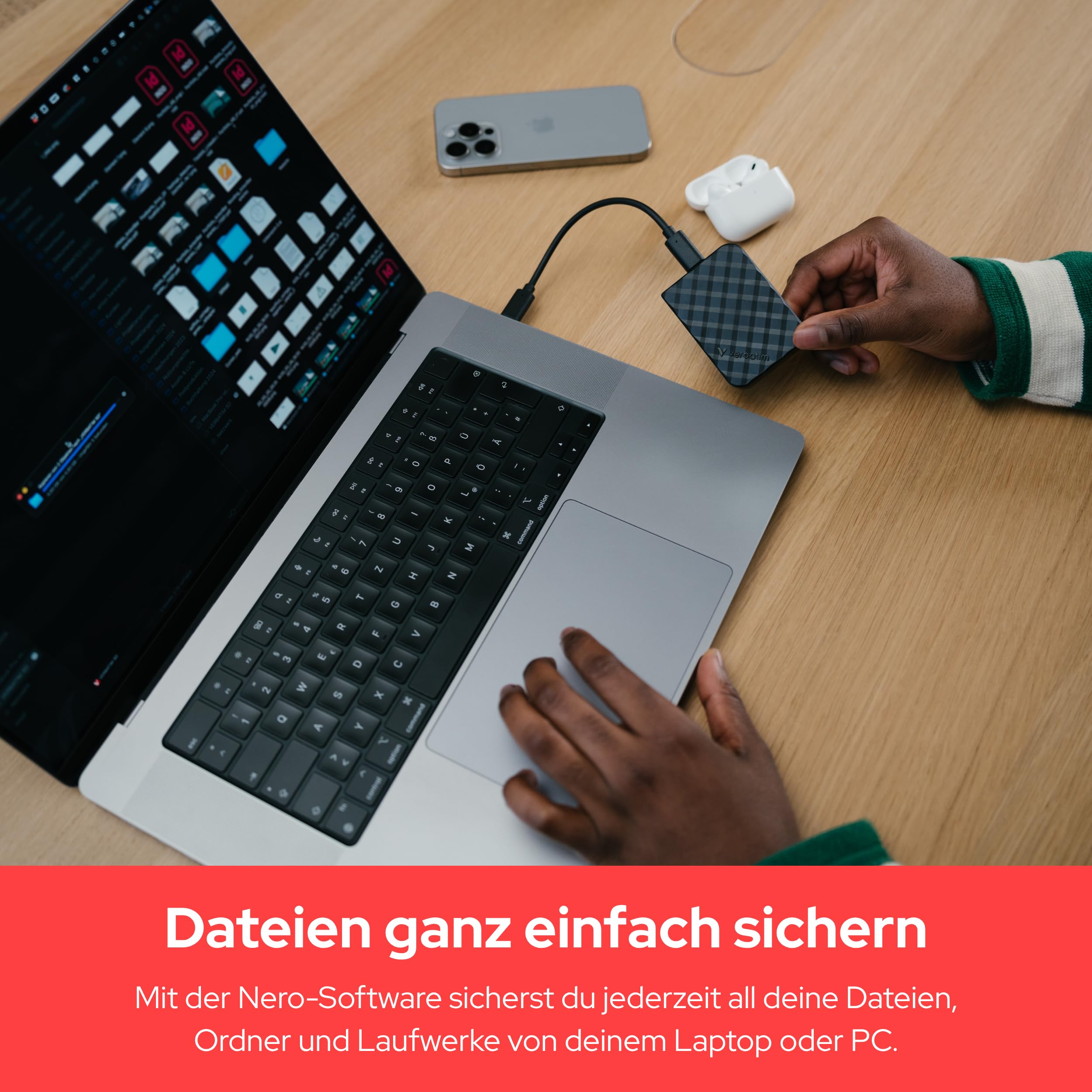 Verbatim Store 'n' Go Mini Diamond Portable SSD 512 GB, USB 3.2 Gen 2 mit USB-C-Adapter 1000MB/s, Kompakt 35 g, Hochgeschwindigkeits Datenübertragung, Nero Backup-Software, Für PC & Mac, Schwarz