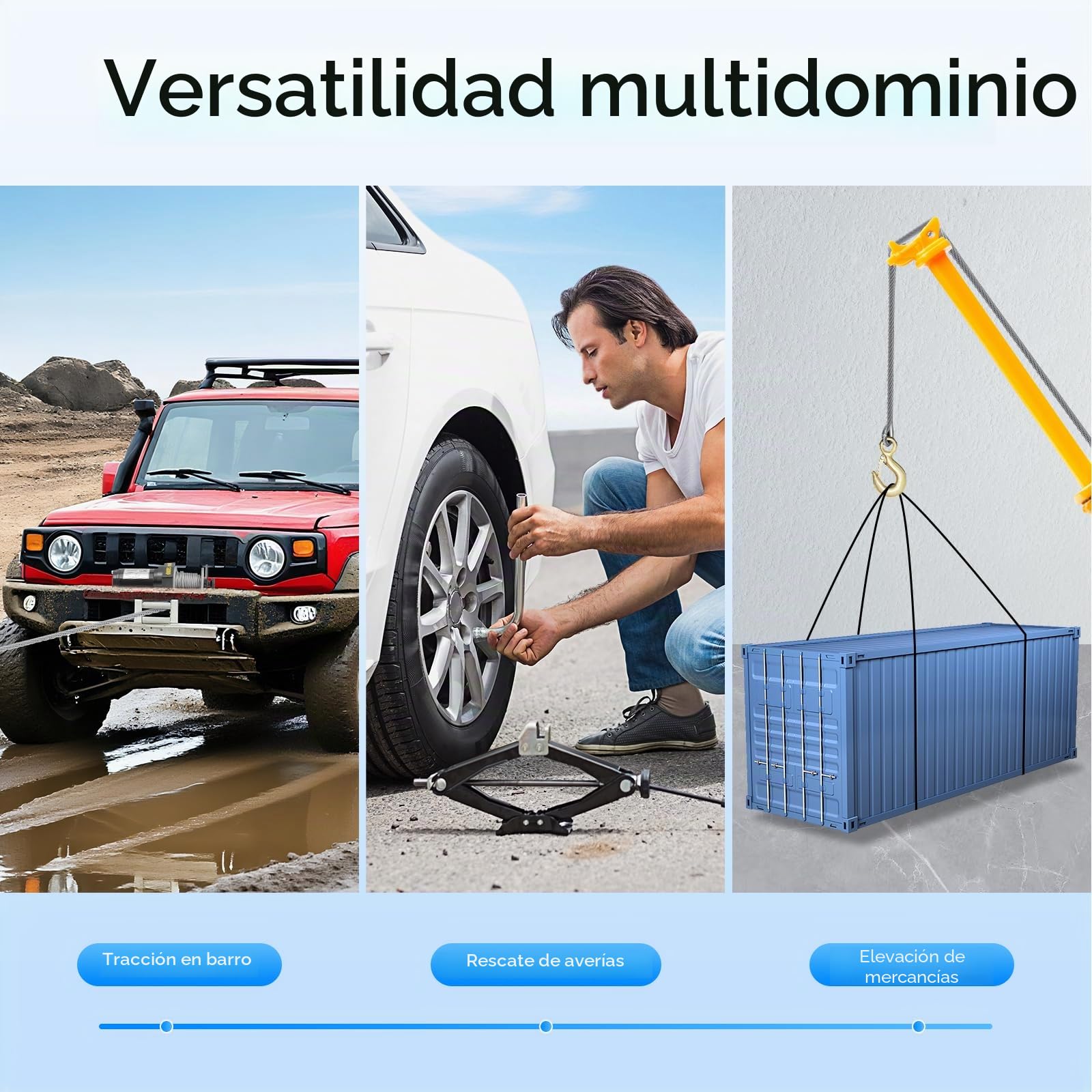 Cabrestante eléctrico 12V 0,4KW con control remoto y 6m de cable de acero, 900kg de fuerza de tracción, elevador de cable compacto para ATV, coche, barco, remolque, todoterreno y rescate