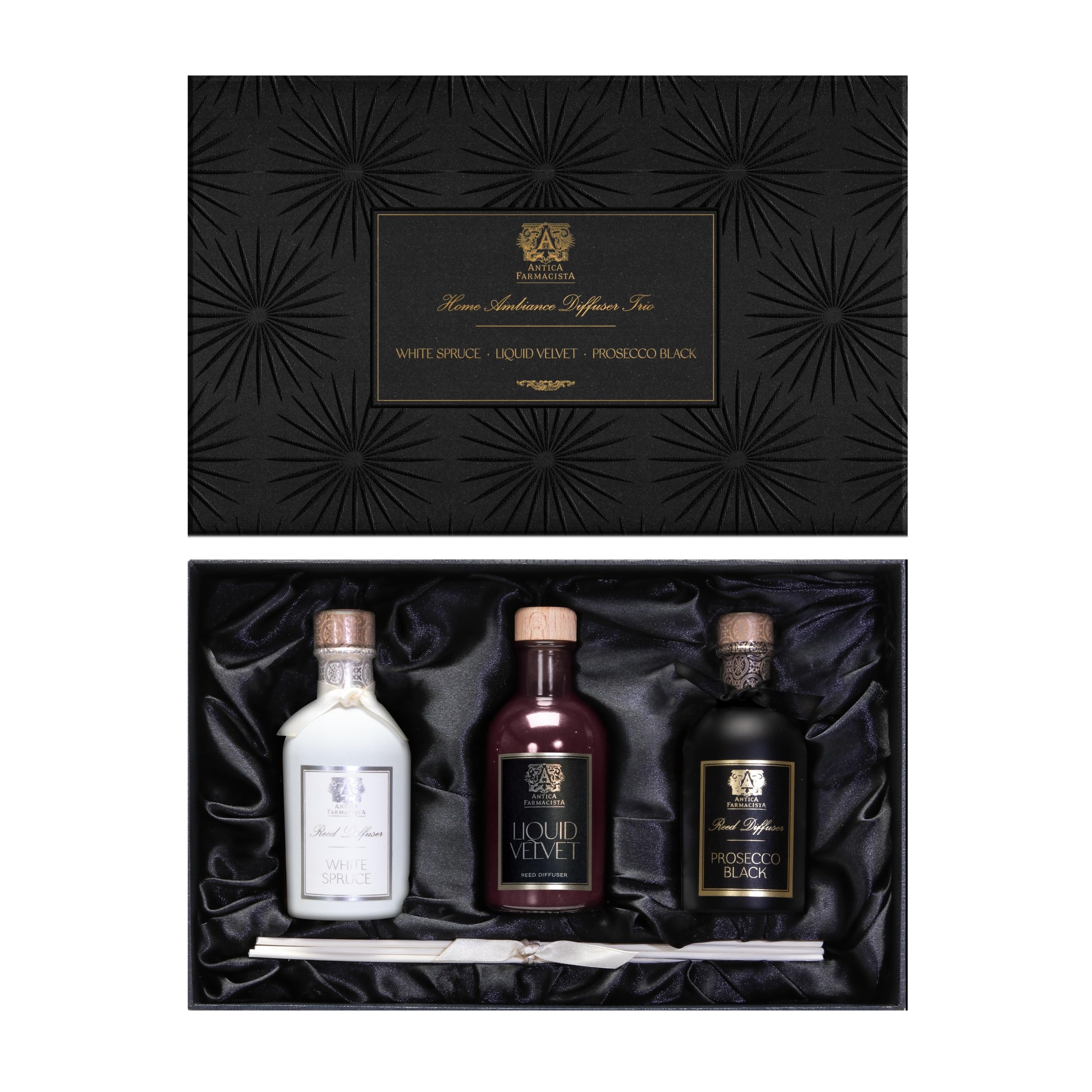 Antica Farmacista Signature Diffuser Trio - Luxury Gift Set for Women & Men - Three 100 mL Reed Diffuser Bottles with Reeds - Fragrance Diffuser Home Fragrance Gift Set - with Gift Box