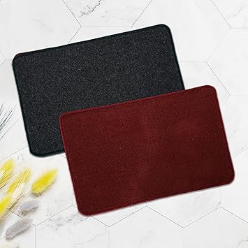 Kuber Industries Pack of 2 Anti-Skid Door Mats For Home | Soft Washable Microfibre & Water Soaking Floor/Bathroom Mat - Maroon & Grey - image, photos