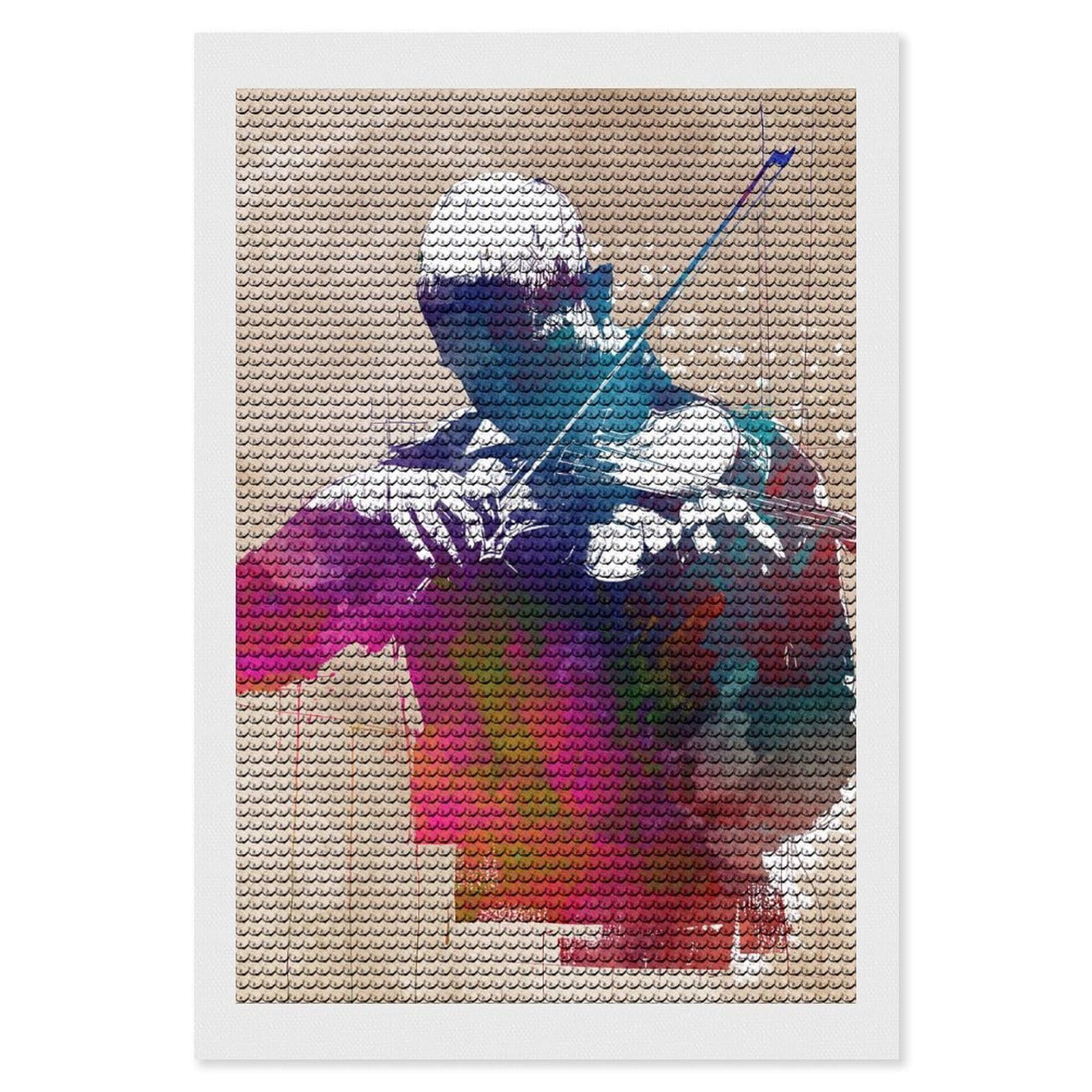 Junmoney Violinist Watercolor Art Diamond Painting Set 8"x12", Sparkling Round Gems, Decorate Your Room, Fun Craft Experience, Modern Decor