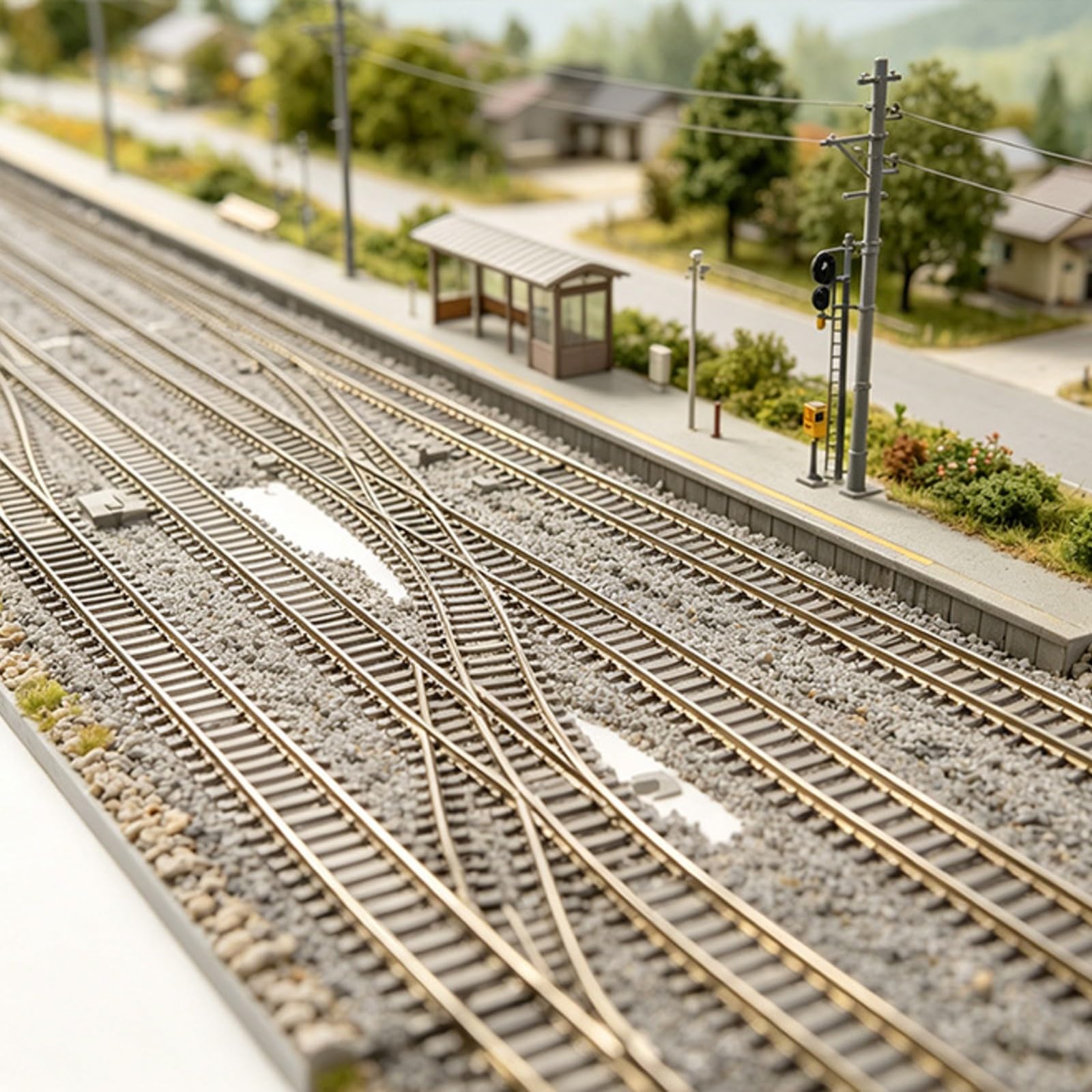 Scambio Ferroviario Statico 1:87 Resisn Corrosione Binario Scambio con Rotaie in Metallo e Traversine in Plastica Durevole, Ho Right