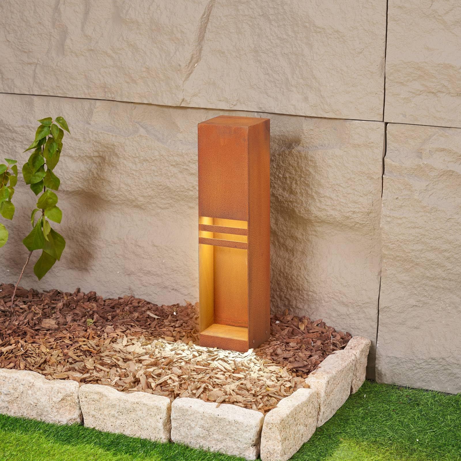 Lucande LED Borne Eclairage Exterieur Oxido (Moderne) en Marron Métal (1 lampe,à), Lumineuse Luminaire Lampe Jardin Led