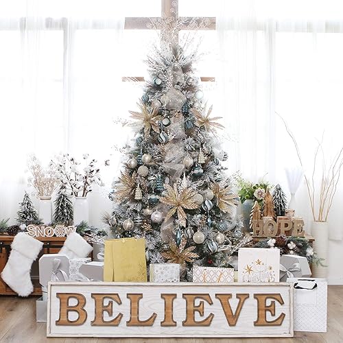 Miniatura 7 de Sea Team Paquete de 65 adornos surtidos de bolas de Navidad inastillables juego de adornos colgantes decorativos de temporada con paquete de regalo