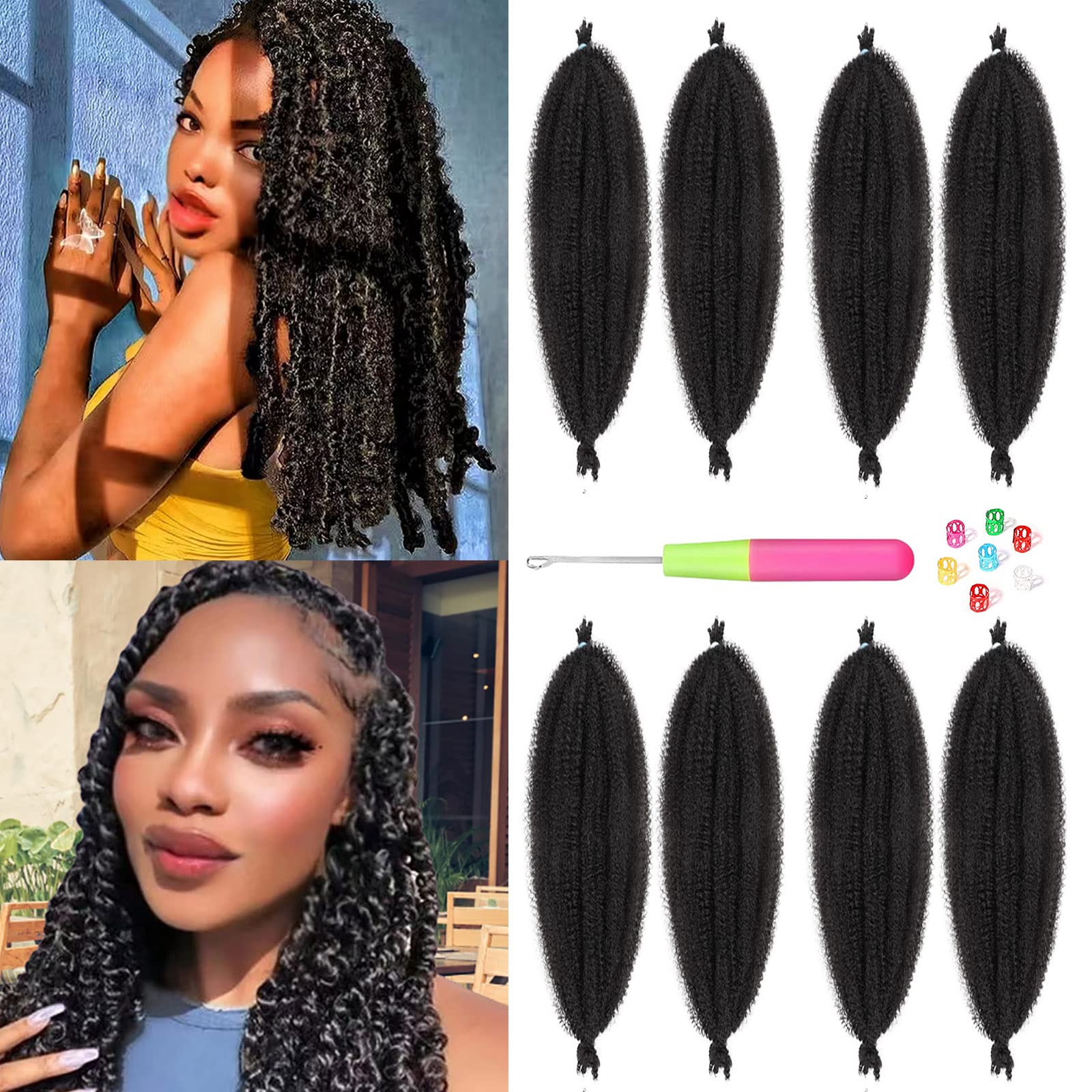 Amazon.com: Springy Afro Twist Hair Marley Twist Braiding Hair 16 Inch Marley  Hair 8 Packs Spring Twist Hair Kinky Twist Hair for Braiding Afro Twist Hair  Extensions for Black Women(8 Packs,1B) :