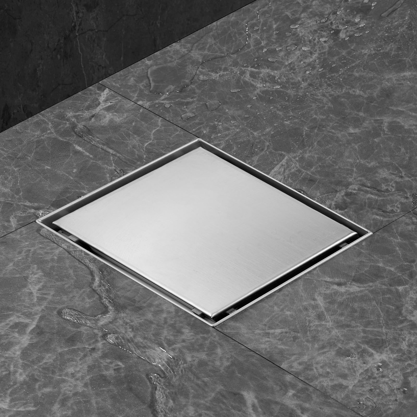 Canalina per Doccia Quadrata 15 x 15 cm 2 in 1 Inox Scarico Doccia | Filtro Antiodore e Filtro per Capelli,Canalina Doccia Filo Pavimento,Inseribile Piastrelle,Scarico Rapido,Facile da Pulire