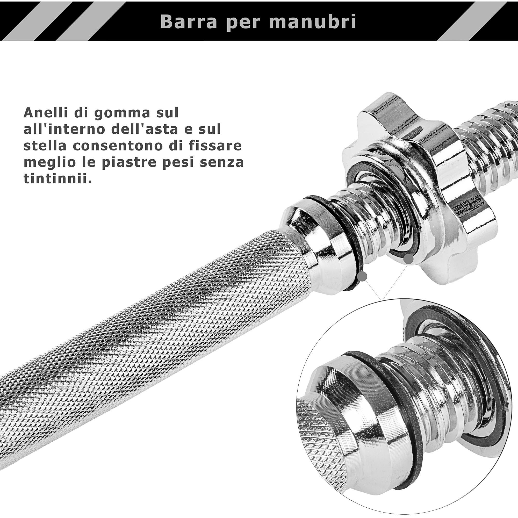 MOVIT Bilanciere con Pesi - 60,5 kg, 8 Dischi Rivestiti in Plastica, Impugnatura Zigrinata, Barra in Acciaio, Chiusura a Vite - Set Bilanciere con Piastre Pesi, Fitness, Palestra, Allenamento