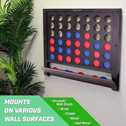 Miniatura 3 de GoSports Montado en la pared gigante 4 en una fila - Jumbo cuatro en una fila con monedas - Elige tu estilo