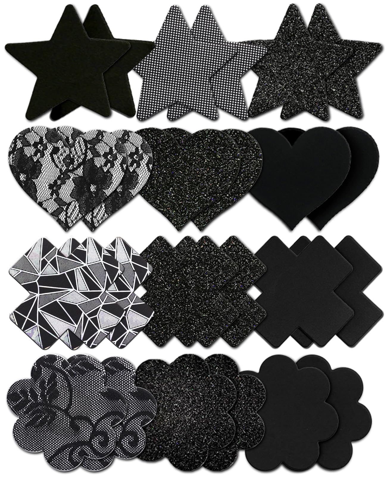 TripetalsGlitters Pasties Nipple Covers Stickers for Women Rave Party Disposable Sticky Breast Petals