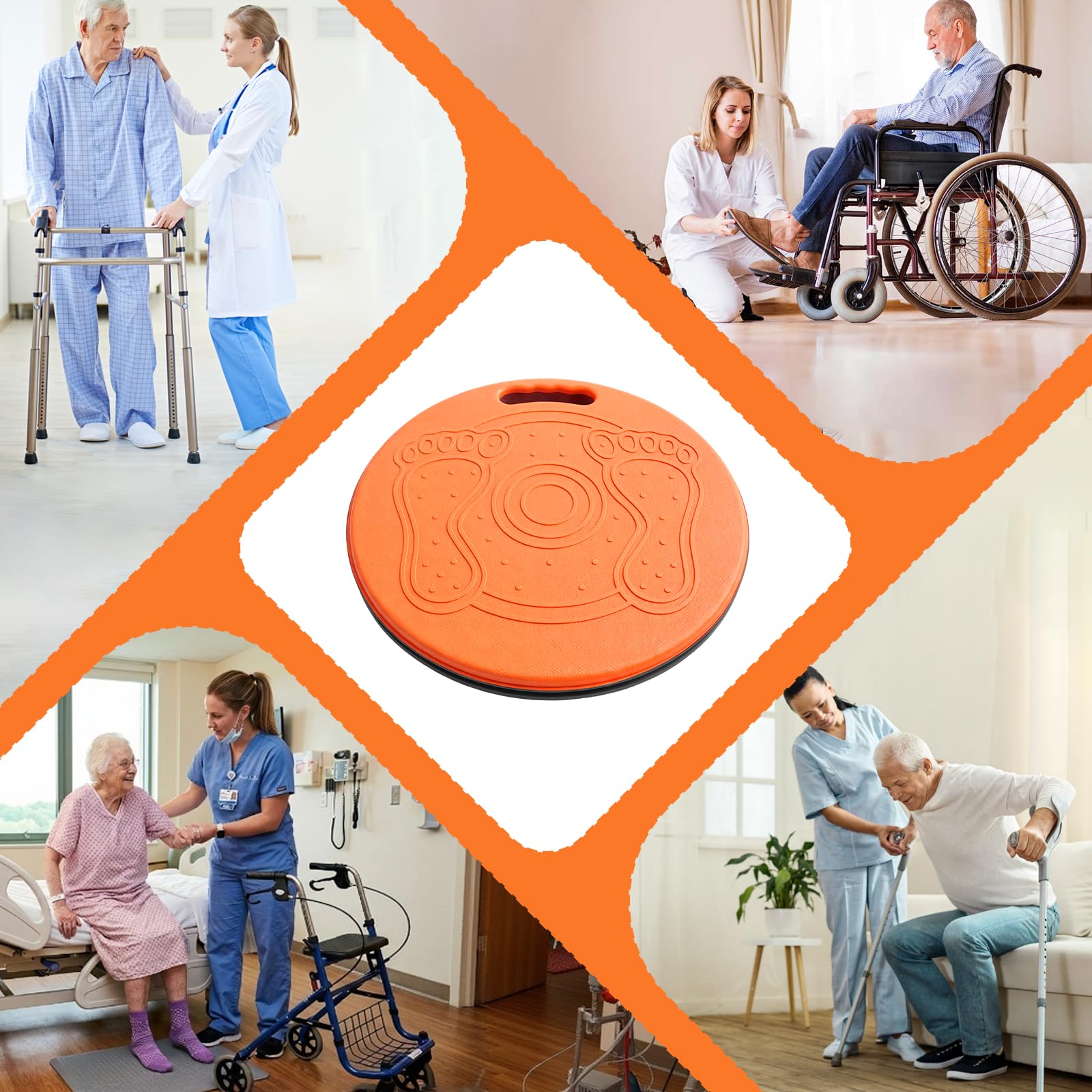 Drehscheibe Umsetzhilfe Für Ältere Und Behinderte Patienten Unterstützt bis 150 Kg, 360° Rotations Transferbrett, Mobilitätshilfe für Häusliche Pflege, Patientenversorgung Umsetzhilfe (Orange)