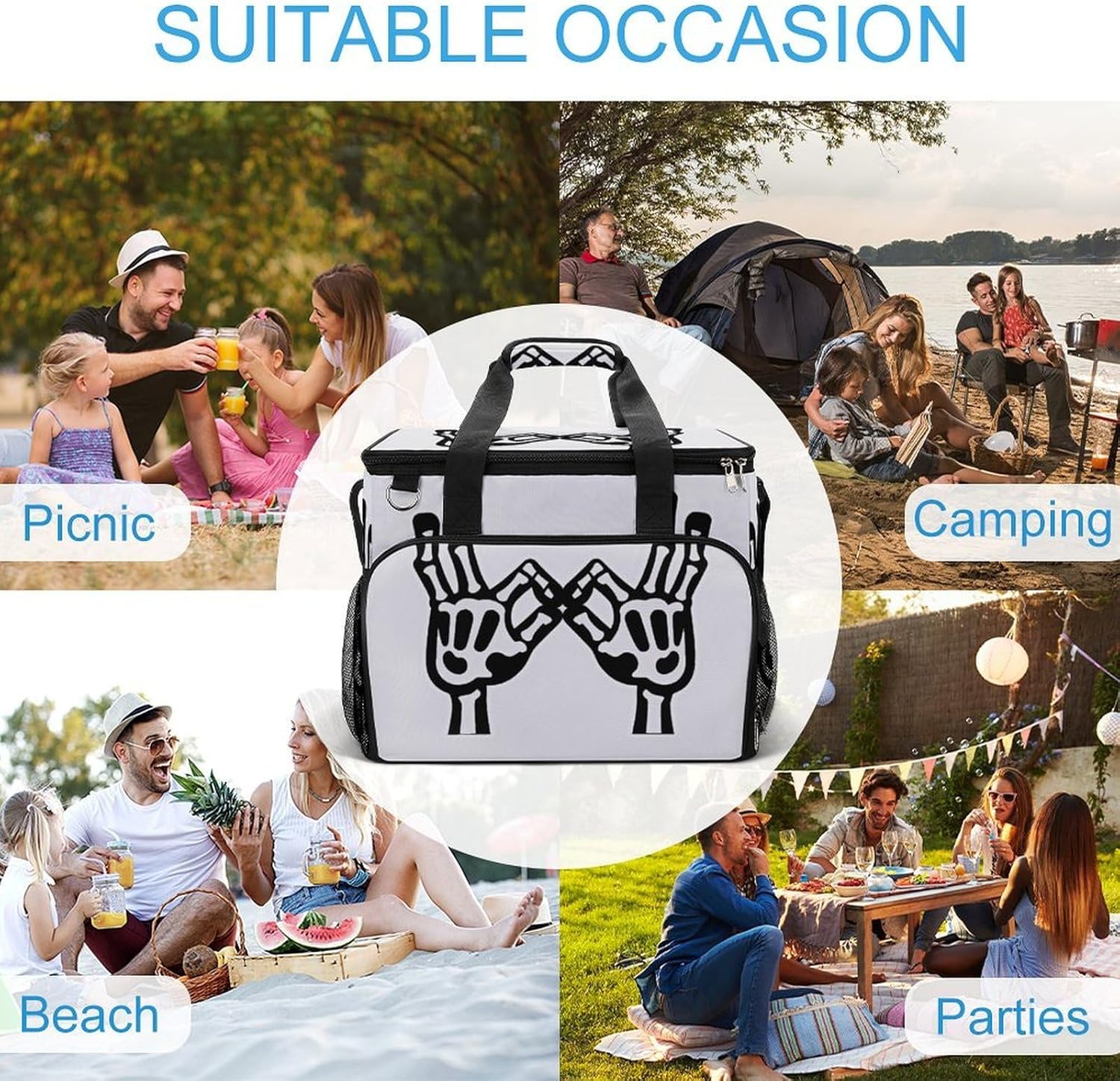 Insulated Picnic Backpack Tote Bag, Large Capacity 30L Than Love Cooler Bag Leakproof Beach Bags Portable Lunch Box Waterproof Picnic Basket for Beach Camping BBQ