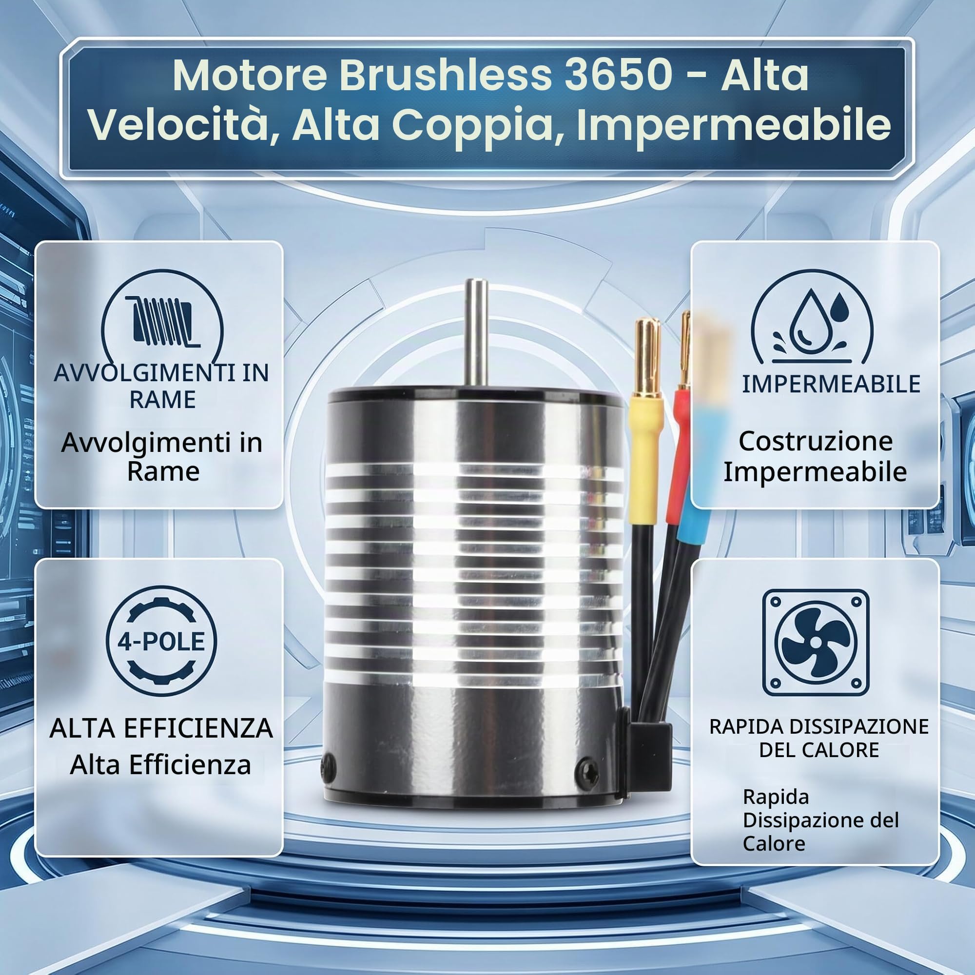 SUNGOOYUE Motore Brushless per Auto 3650 RC, Motore 3500KV Impermeabile a Torsione Grande Ad Alta velocità Accessorio per Auto 1/8 1/10 RC