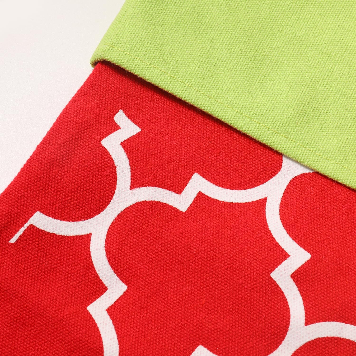 Set of 4 Large Christmas Stockings, Red Green Cotton Canvas Holiday Decor