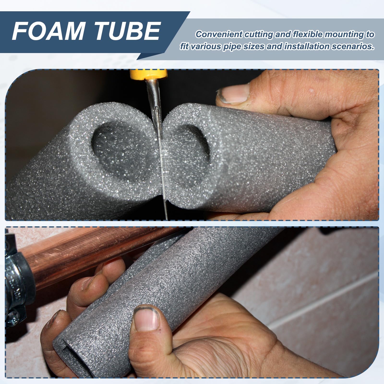 QUARKZMAN Tubo de Espuma, Aislamiento Cubierta de Tuberías Tubo Aislante Enrollable para Congelamiento Protección Calor Conservación Fontanería, 35mm x 45mm x 1M (ID*OD*L), Naranja