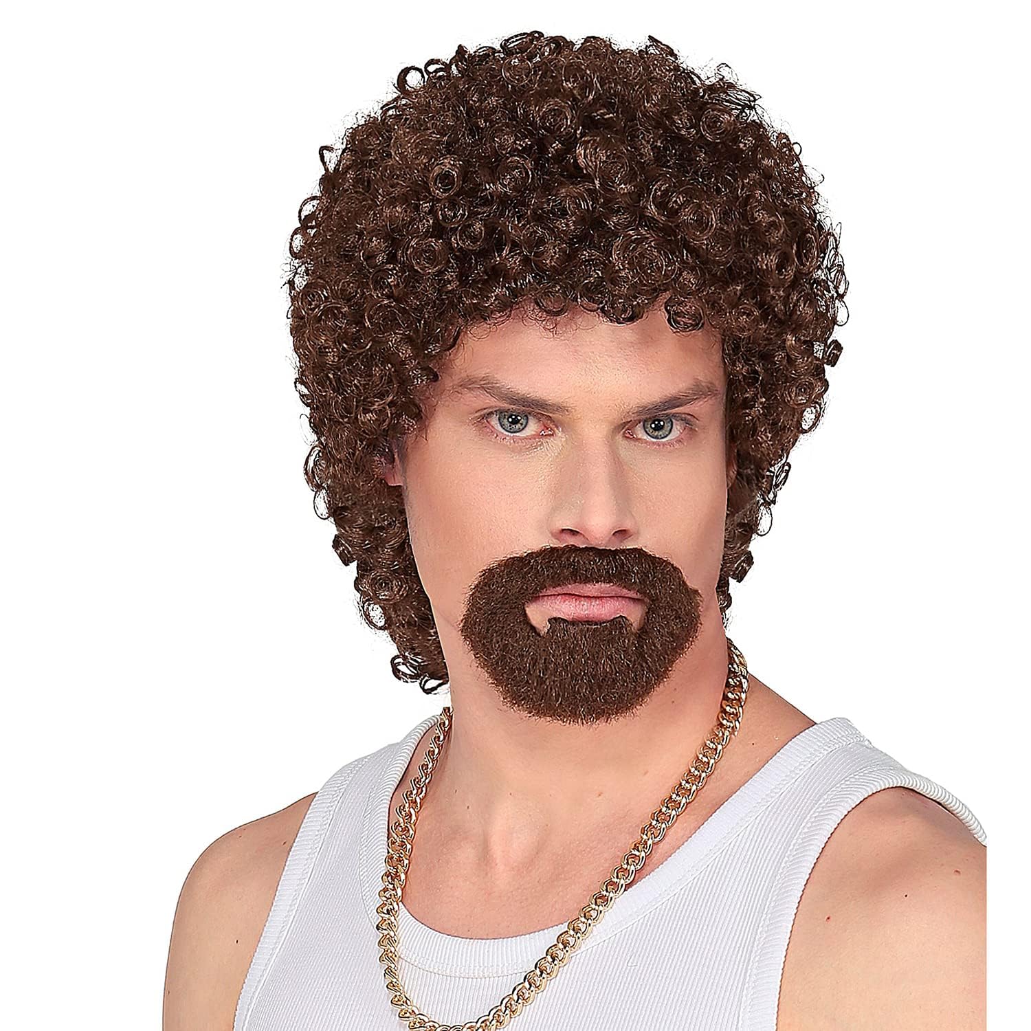 Widmann 51637 - Mr. Wonderful Wig Brown with Goat Beard, 80s, Theme Party, Carnival