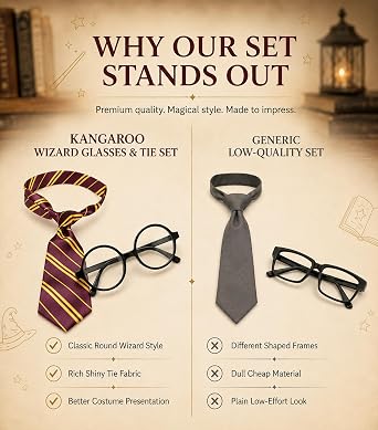 Kangaroo Wizard & Witch Tie Kids & Adults with Glasses for Halloween