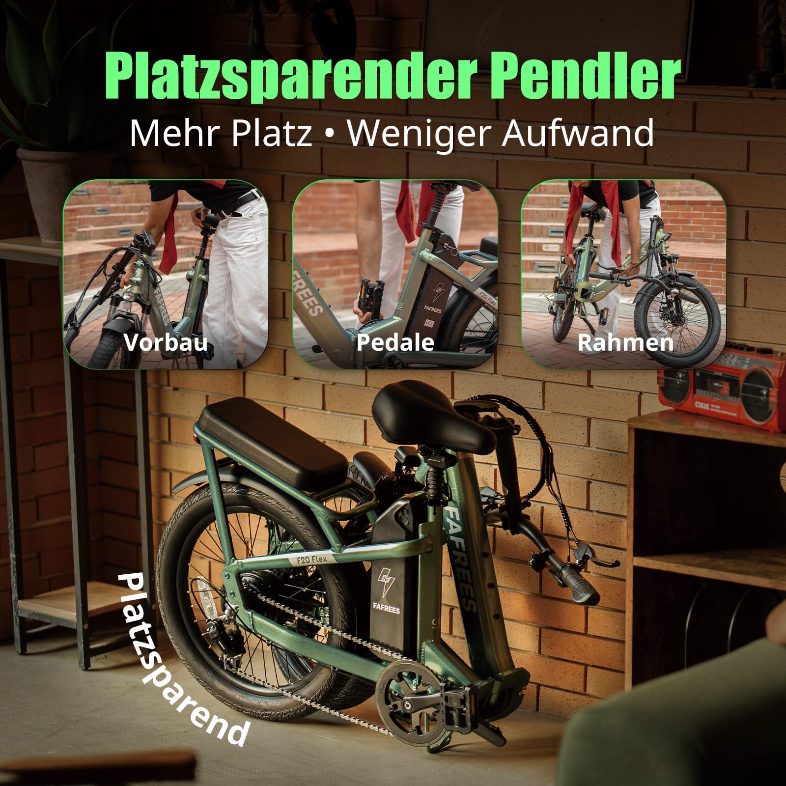 Fafrees F20 Flex Elektrofahrrad E-Bike Klapprad 20 Zoll, Ebike Herren Damen 250W 25km/h, 36V 20Ah/25Ah Akku, Pedelec Drehmomentsensor, Reichweite 100-200km