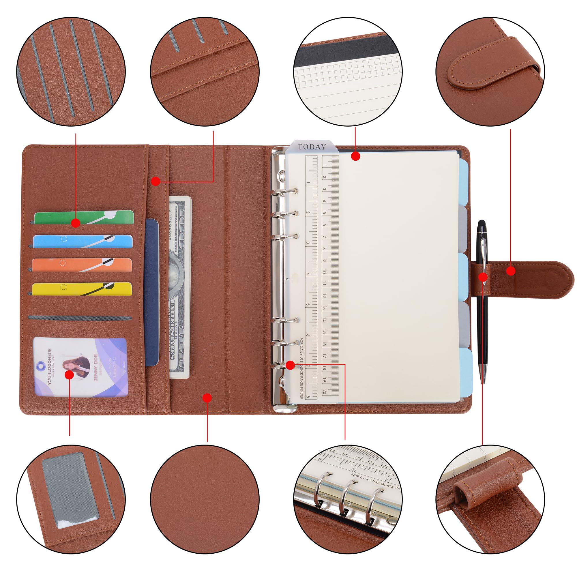 WASON A5 Diary Leather PU Notebook Refillable Paper Lined Journal - Image 2