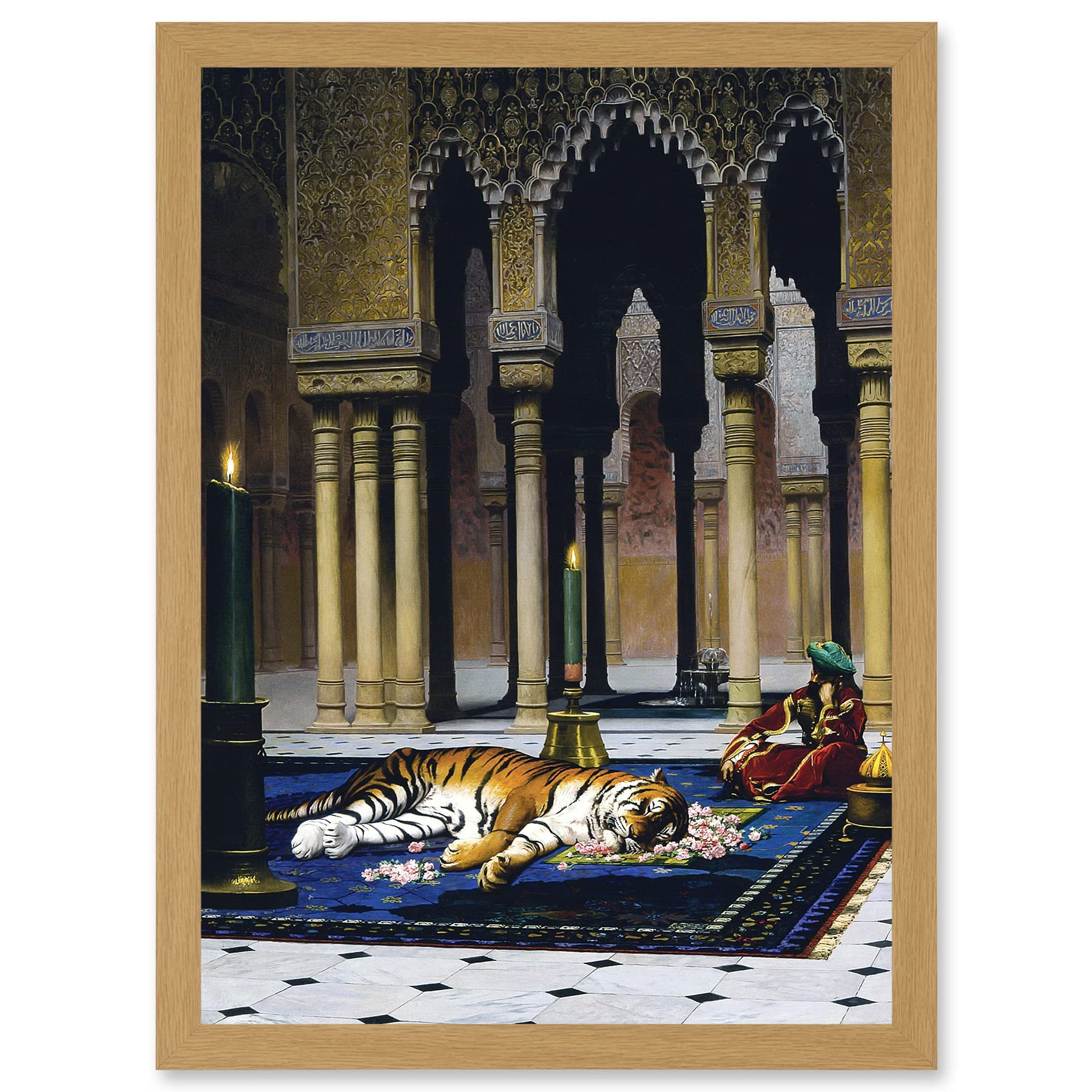 Artery8 Gerome Grief Of The Pasha Mourning Tiger Painting Artwork Framed Wall Art Print A4