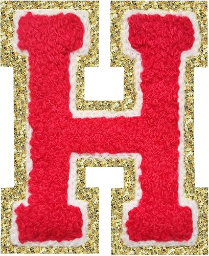 Miniatura 124 de Parches de letras termo-adhesivas de felpilla para chaquetas, parches de letras universitarias con brillantina para planchar en la letra azul A