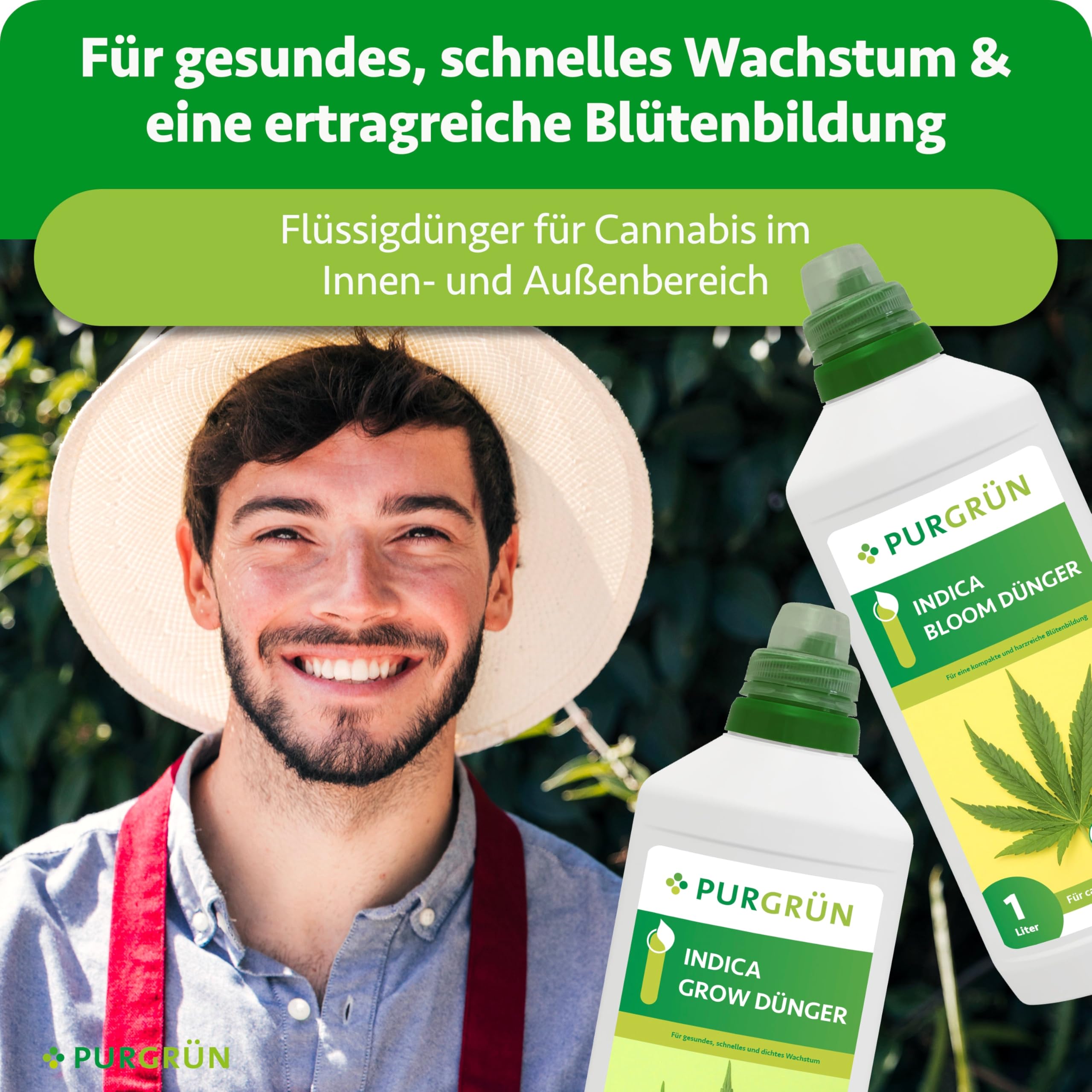 Indica-Dünger-Set 2 x 1 Liter – Schnell wirksame Rezeptur – Vollspektrum-Nährstoffe für Wachstum & Blüte – Flüssigdünger Indoor & Outdoor – Für alle Wachstumsphasen von Indica-Pflanzen