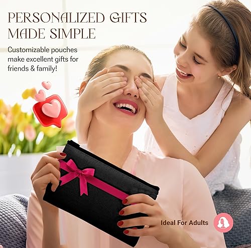 Vista 15 de Bolsa de lona en blanco con cremallera, bolsas de maquillaje a granel, bolsa de lona multiusos para lápices con cremallera resistente, bolsa