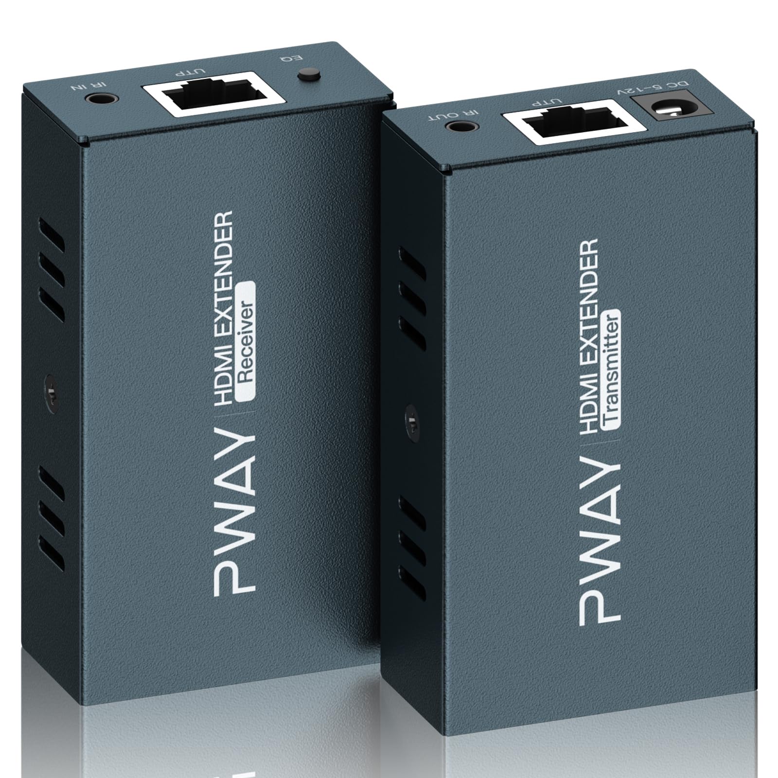 PWAYTEK HDMI Over Ethernet Extender, HDMI Extender Over Single Cat5e/6/7 196ft (60m), 1080P@60Hz, Full HD 3D, Local Loop Out,EDID, with IR Control POC