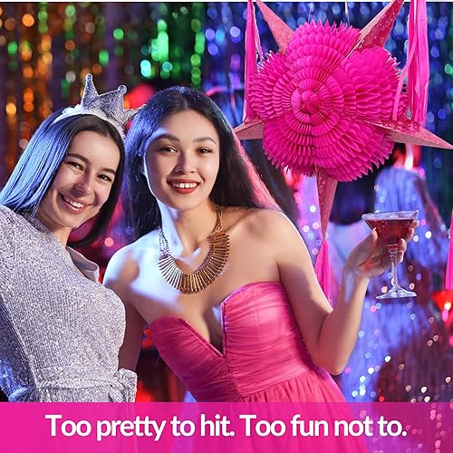 Miniatura 6 de Piñata rosa (32 pulgadas), piñata grande con cuerda de 25 pies, piñata de San Valentín, piñatas grandes para fiesta de cumpleaños, piñata mexicana