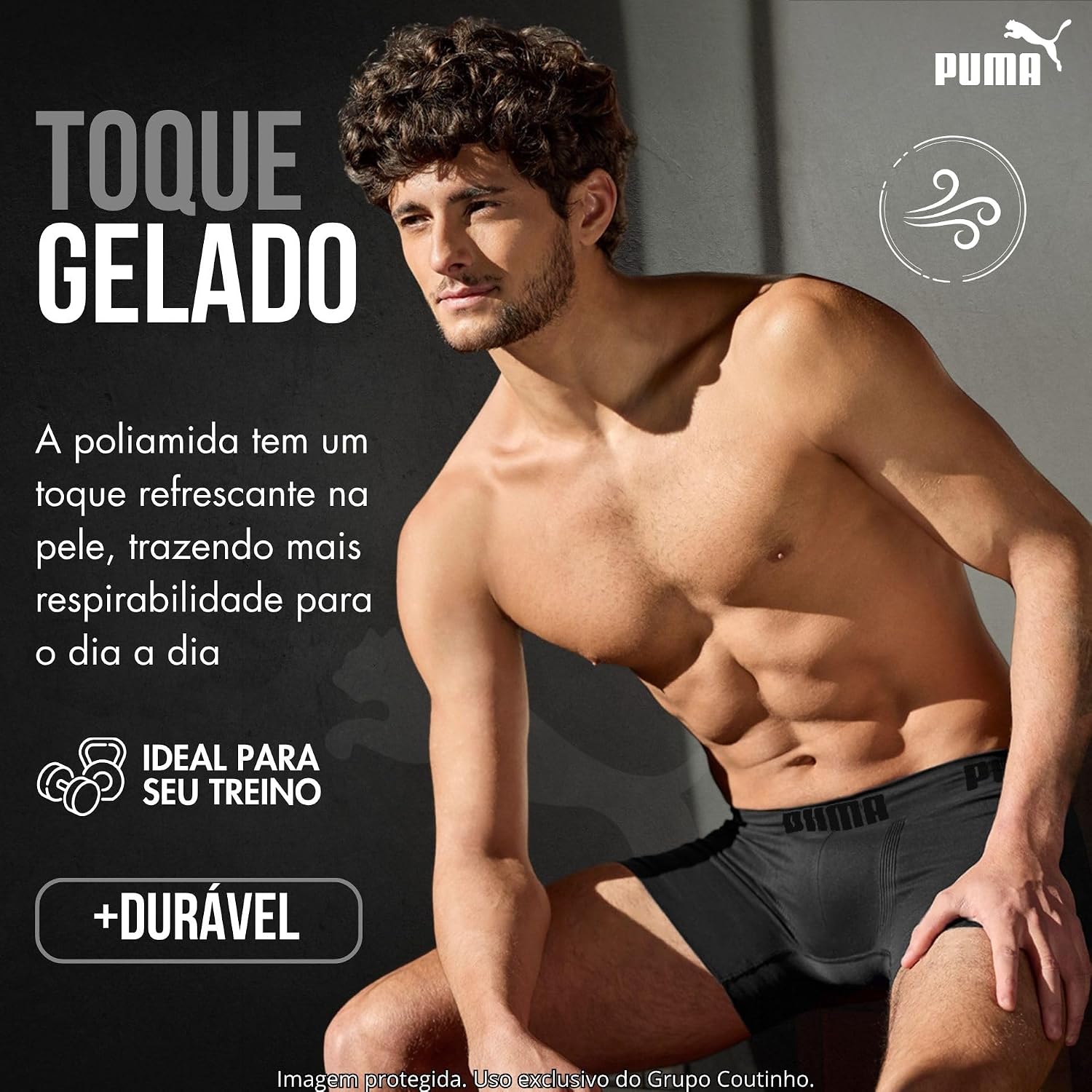 Cueca Boxer Puma Sem Costura Poliamida Sport Dry Fit Masculina