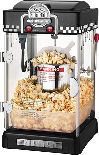 Commercial Retro Popcorn Maker Hot Air Popcorn Machine Automatic Electric Household Spherical Popcorn Machine for Movie Nights/Sleepovers/Kids Parties,Black