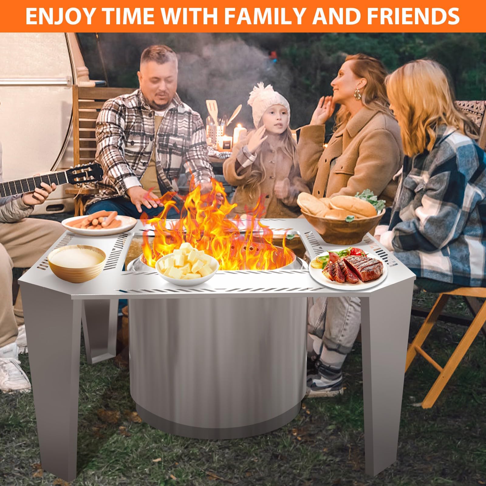 Uniflasy Fire Pit Surround Table for Solo Stove Yukon– Adjustable