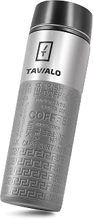 Thermos Cup - Insulated Cup 420 ml, Grey Silicone, Stainless Steel + 2 Extra Silicone Seals, Colour Cardboard