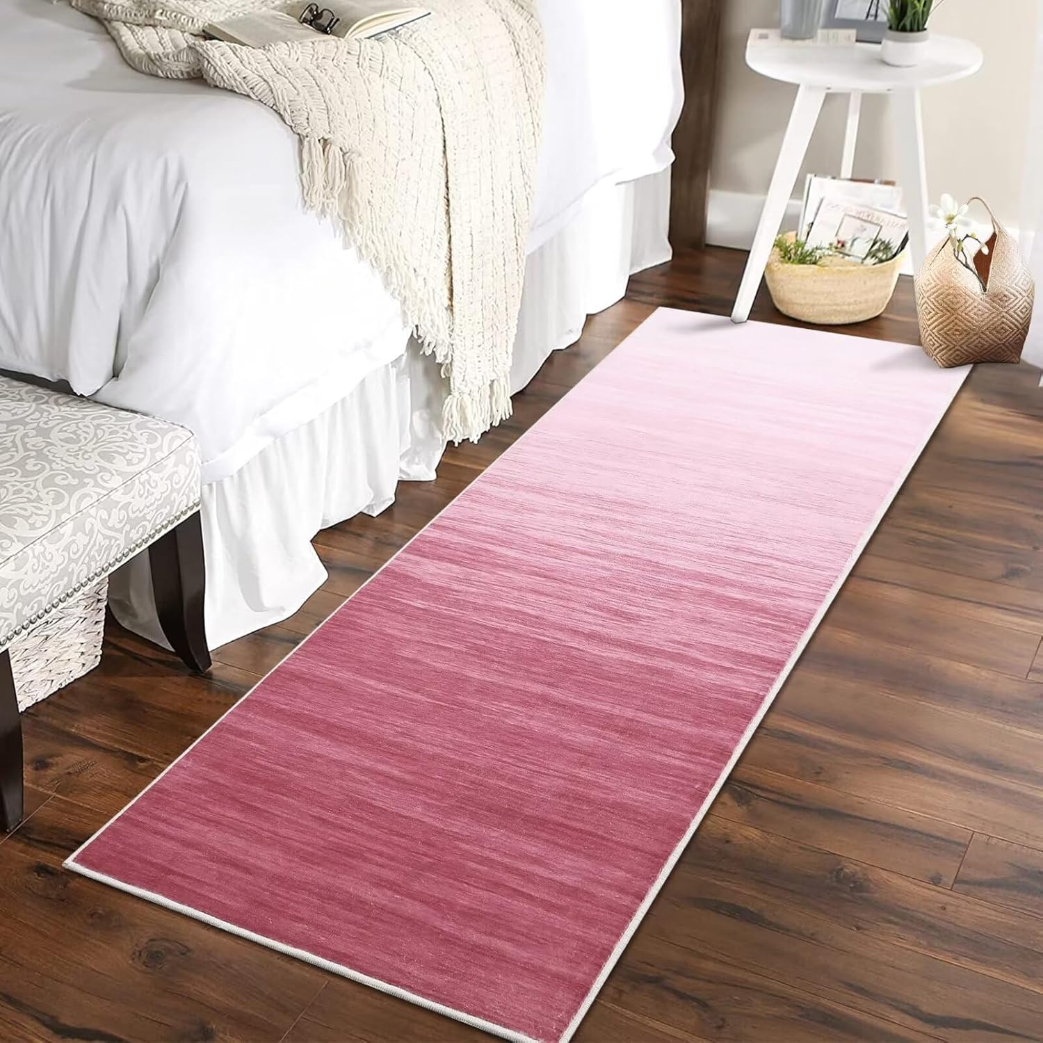 FairOnly Area Rugs 5x7 Machine Washable Rugs for Living Room Modern Area Rug with Non-Slip Backing, Ultra-Thin Large Abstract Rug for Bedroom, Pink