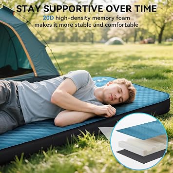 HEETA Self Inflating Sleeping Pad with Electric Pump, 4 Ultra Thick Memory Foam Camping Mattress, 9.5 R-Value Insulated Sleeping Mat, Easy to Inflate & Deflate for Camping Car Travel Tent Cot Bed
