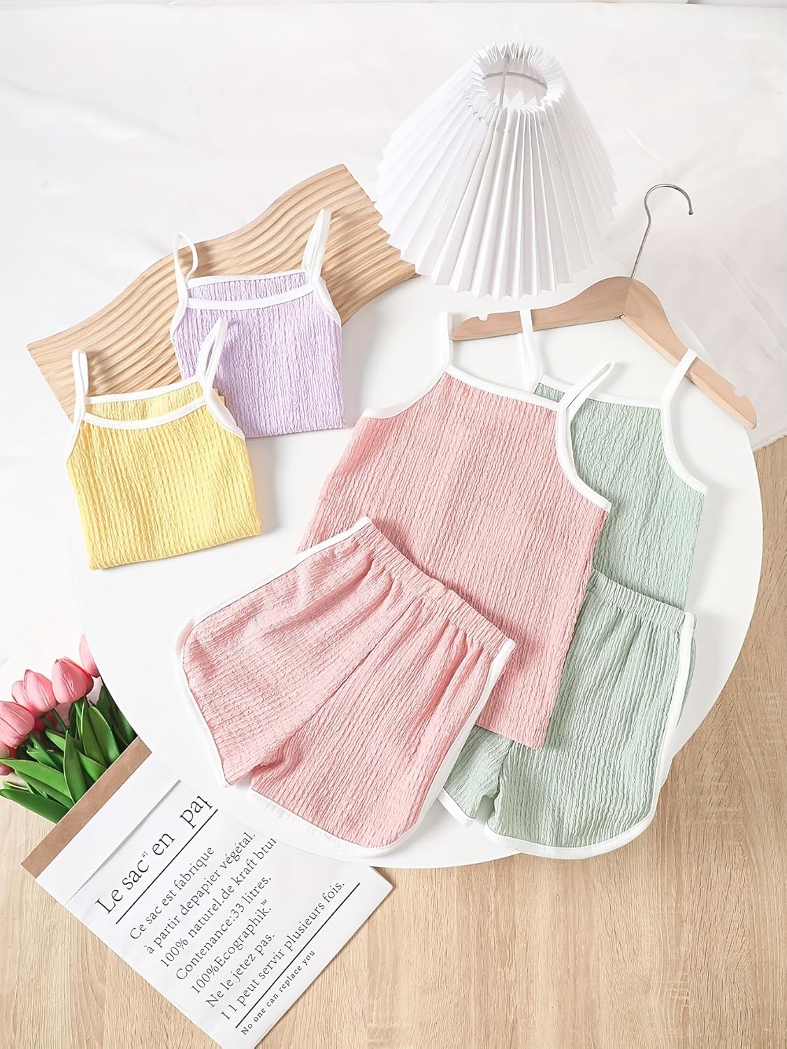 Girls 8 Pieces Summer Outfits Casual Cami Tank Top and Dolphin Shorts Clothing Sets 4-8Y - Image 2