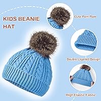 Vista 6 de Conjunto de gorro, guantes y bufandas para niñas y niños de 1 a 12 años de edad, forro polar cálido para invierno