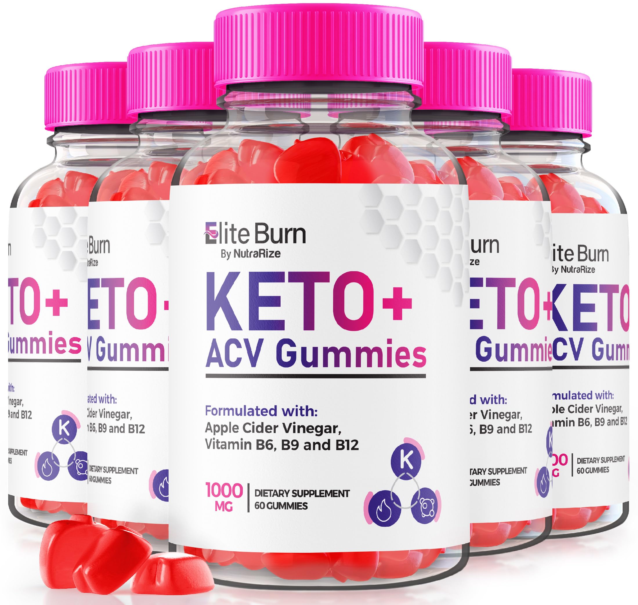 (5 Pack) Elite Burn Keto ACV Gummies, Elite Burn ACV Keto Advanced Weight Loss, Burn Elite Xtra K2 Plus 1000MG Apple Cider Vinegar Gummys, Keto+ACV Gummy Pills, Keto Plus ACV Gomitas (300 Gummies)