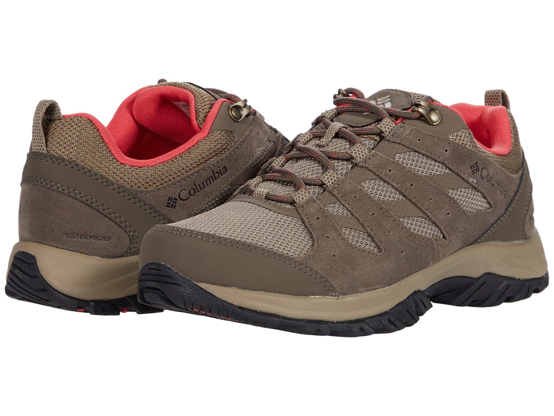 Columbia Redmond III Waterproof Wide, Zapatillas Mujer, Pebble/Red Coral, 37 EU Ancho