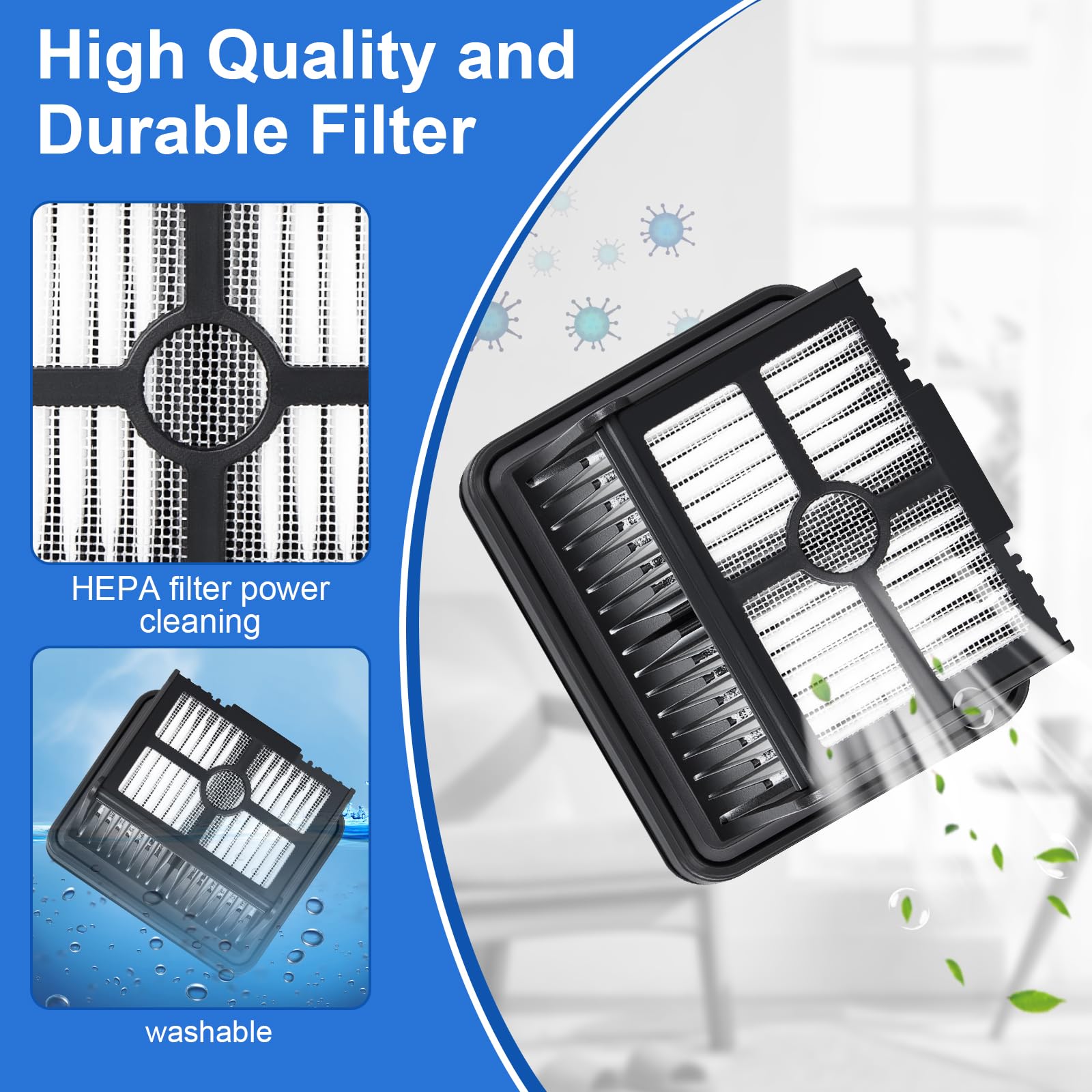 Ersatzbürstenrolle und HEPA-Filter Zubehör für DREAME H15 Pro / H15 Mix / H12 Pro FlexReach / H15 Pro FoamWash / H15S Nass- und Trockensauger, 2 Bürstenrolle + 2 Filter + 1 Reinigungsbürste