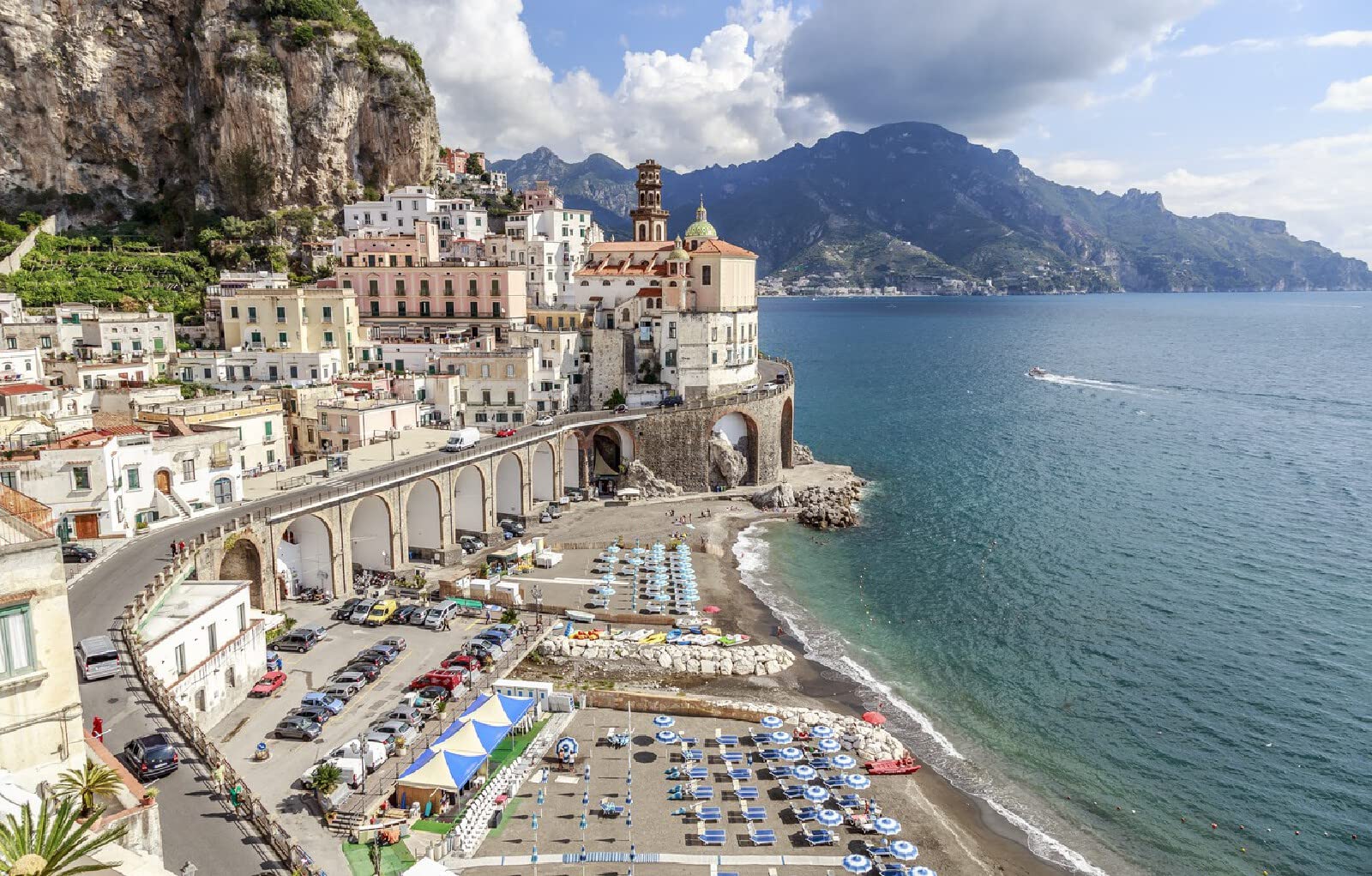 puzzle dla dorosłych puzzle 1000 sztuk City Beach Coast Włochy Europa Amalfi Coast Salerno Landscape Travel 75x50cm