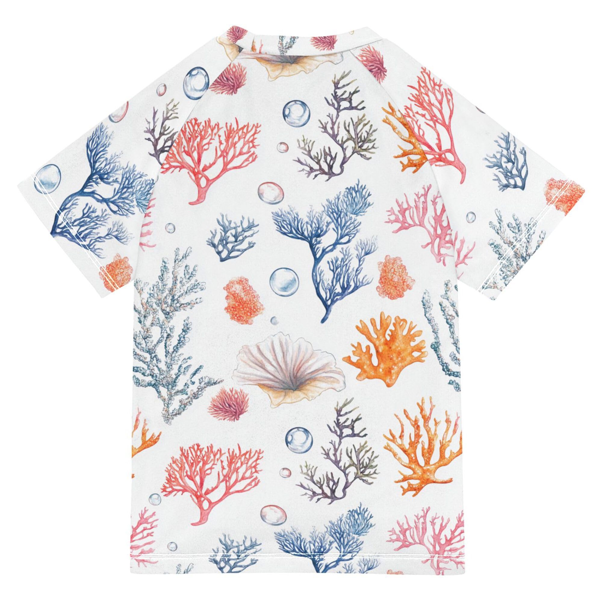 Aesthetic Cyanea Capillata White Bathing Suit Girls Short Sleeves Girl Swim Rashguard Swimwears Teen Clothing for Youth Boy 7-8Y