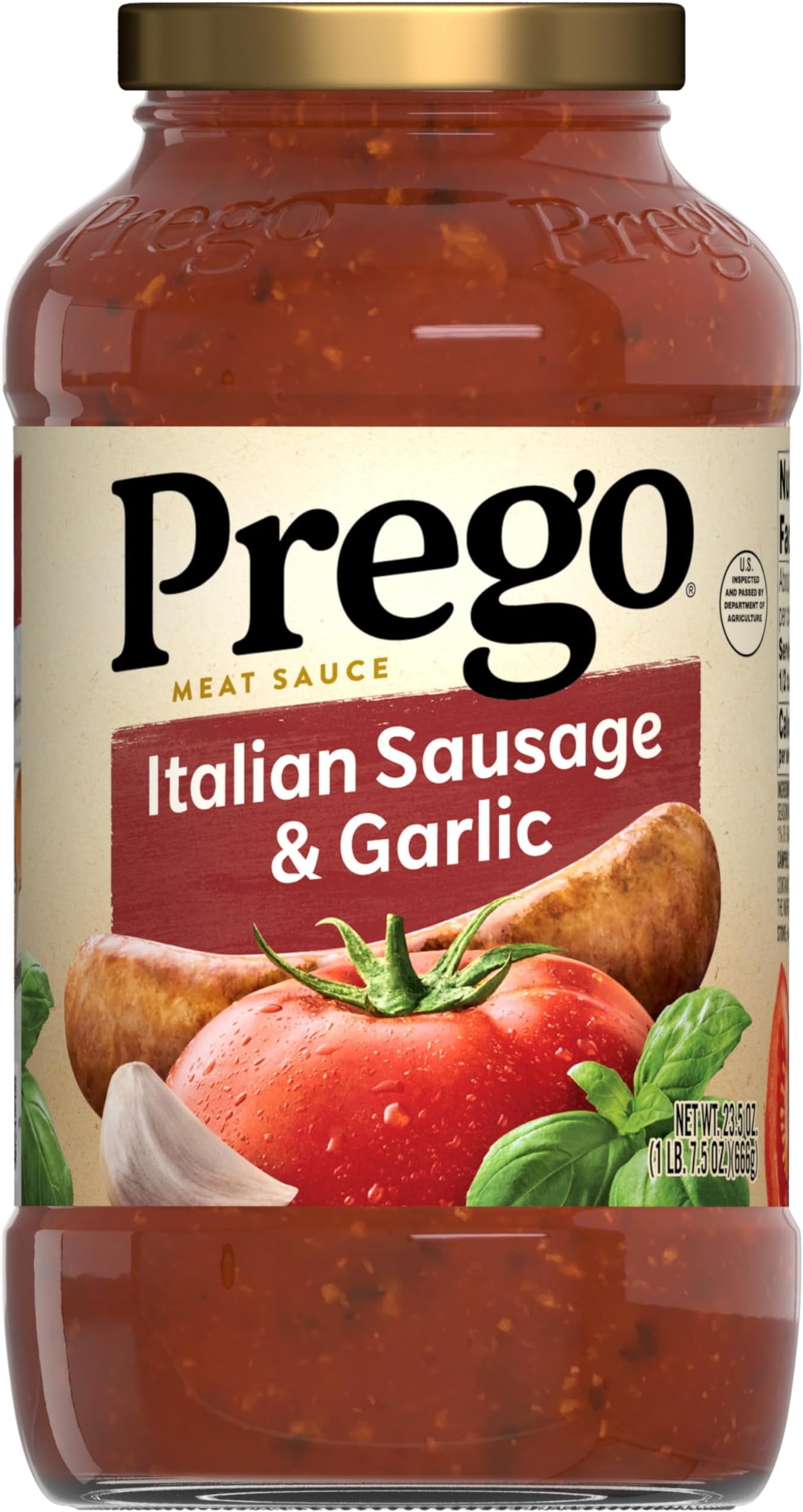 Prego Italian Sausage and Garlic Meat Sauce, 23.5 oz Jar