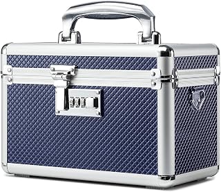 HEWEI WORKS Storage Lock Box with Combination code, Lockable Medicine Storage Case, Empty First Aid Box, Security Lock Box, Multipurpose Lockbox for Home and Outdoor Use (Blue, Small)