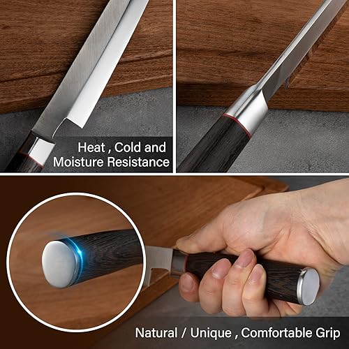 Miniatura 7 de CHUYIREN Cuchillo de sushi para sashimi, 9.5 pulgadas, 2 unidades, mango de acero inoxidable y mango de madera de wengué